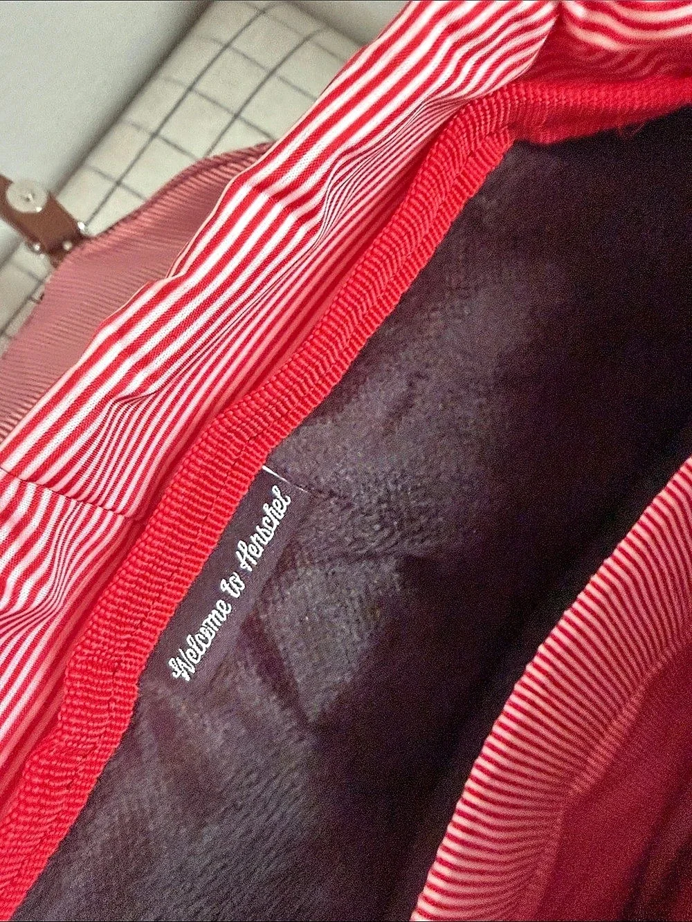 Herschel Supply Co. Little America Black Backpack with Brown Straps Red Stripes